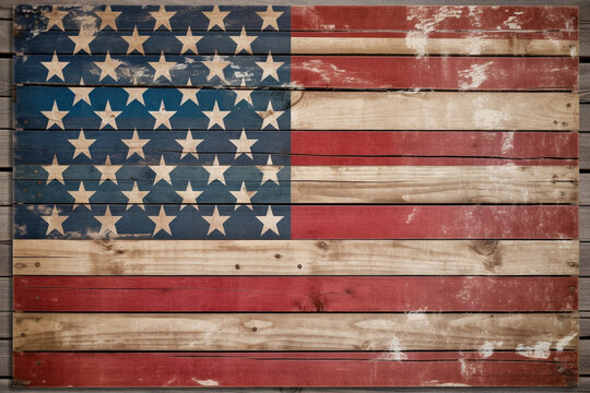 American flag painted on a wooden pallet, American Flag, Independence Day Generative AI