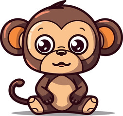Cute monkey cartoon vector illustration, logo