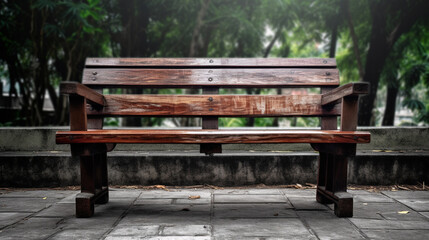 Naklejka premium A wooden bench in a park