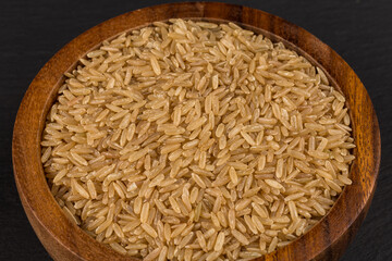 Rice in wooden bowl