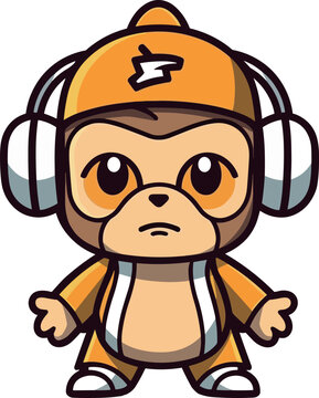 Hip hop monkey image cartoon illustration