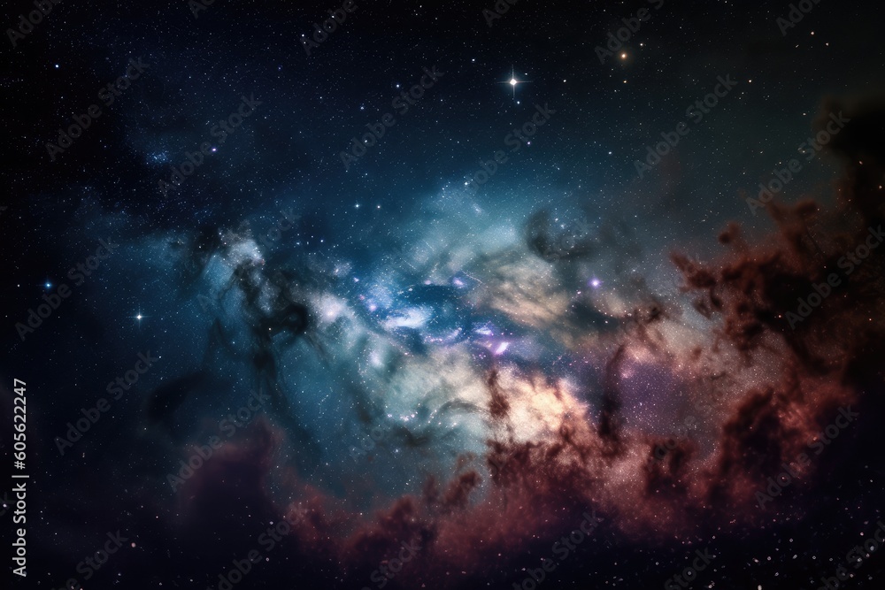Canvas Prints a close-up of a galaxy with stars and nebulae in the foreground, created with generative ai