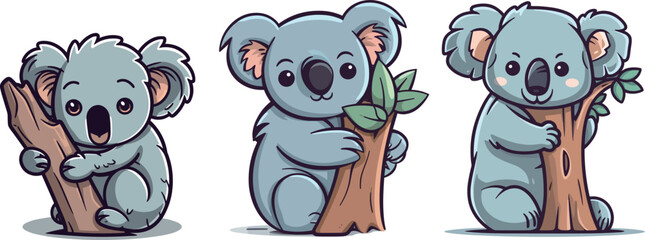 Cute koala cartoon vector illustration, logo © danter