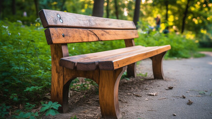 Naklejka premium A wooden bench in a park