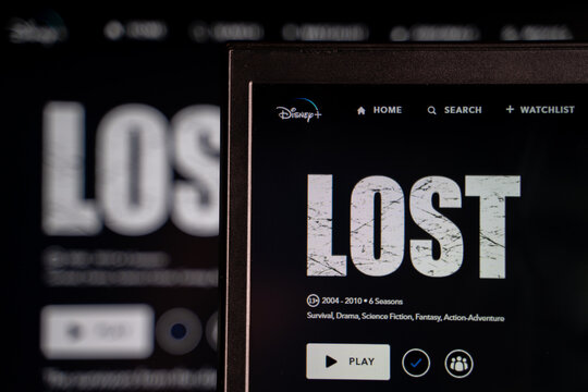 Lost tv series poster on Disney Plus site. Lost is an American science fiction drama television series. Ankara, Turkey - May 23, 2023.