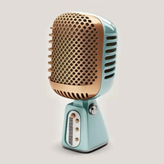 Ai generated illustration Vintage metal studio microphone isolated on white background