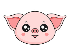 Pig Tongue Out Face Head Kawaii Sticker