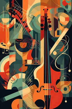 Ai generated illustration abstract International world jazz day poster design
