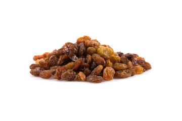 Sweet raisins on white