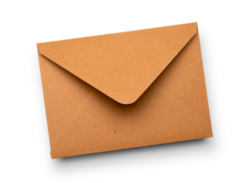 brown kraft vintage paper envelope isolated