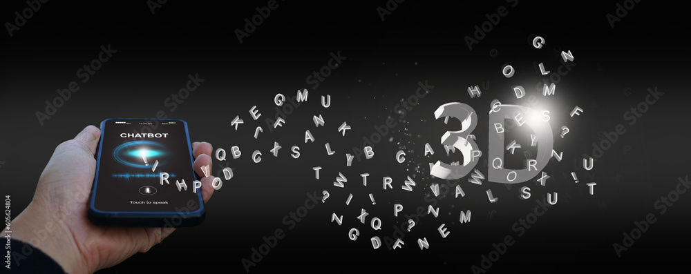 Poster text to 3d model concept, text-to-3d by generative artificial intelligence. language model technolog