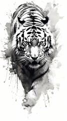 Black and white tiger illustration. Generative AI