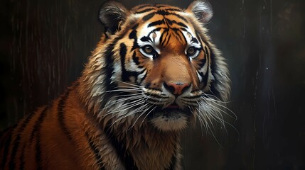 Colorful tiger illustration. Generative AI