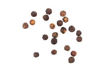Black pepper seeds on white