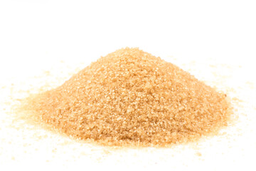 Crystals cane sugar isolated on white