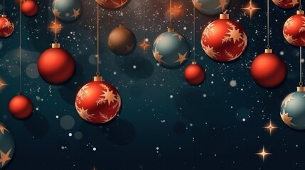 Fototapeta na wymiar festive new year background or card with Christmas tree decorations with bokeh. Generative AI