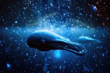 Fototapeta premium alien life form swimming in cosmic ocean, with stars shining overhead, created with generative ai