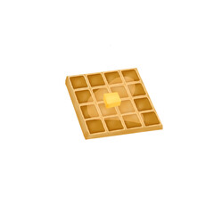 Waffle with butter on top illustration