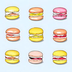 Colorful macarons painting from Generative AI