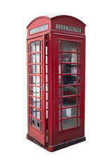 Cutout of an isolated classic red telephone box with the transparent png