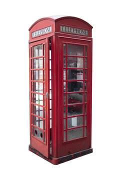 Cutout of an isolated  classic red telephone box with the transparent png