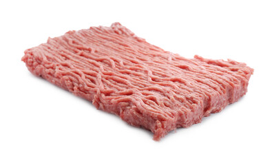 Raw fresh minced meat isolated on white