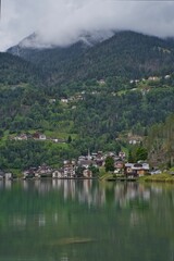 Fototapeta na wymiar Beautiful landscape of Dolomites in greenery