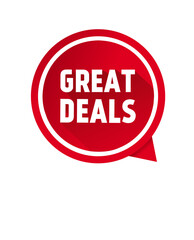 Great deals banner design element. speech bubble megaphone icon. Promotional element. Flat Vector template.
