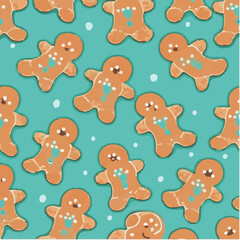 cute simple gingerbread pattern, cartoon, minimal, decorate blankets, carpets, for kids, theme print design
