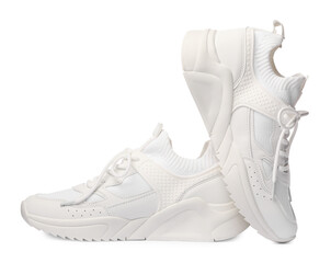 Pair of stylish sneakers isolated on white