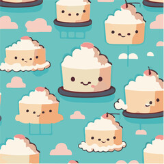 cute simple angel food cake pattern, cartoon, minimal, decorate blankets, carpets, for kids, theme print design
