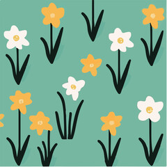 cute simple narcissus pattern, cartoon, minimal, decorate blankets, carpets, for kids, theme print design
