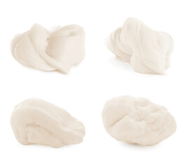 Used chewing gum on white background, collage