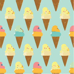 cute simple ice cream pattern, cartoon, minimal, decorate blankets, carpets, for kids, theme print design
