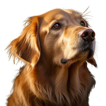 Golden Retriever looking at the sky -Transparent background- animal art made with Generative AI 
