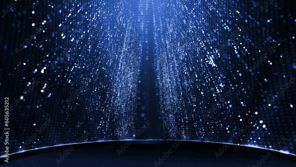 Wall mural stage blue awards with particle background loop