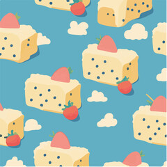 cute simple angel food cake pattern, cartoon, minimal, decorate blankets, carpets, for kids, theme print design
