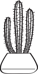 hand drawn side view plant in pot illustration.