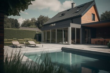 House extension with pool. Generative AI