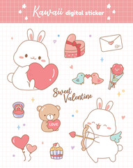 Digital Planner Sticker. Korean Sticker. Sticker Set. Scrapbook Sticker. Vector Illustration. Flat Illustration