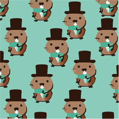 cute simple groundhog day pattern, cartoon, minimal, decorate blankets, carpets, for kids, theme print design
