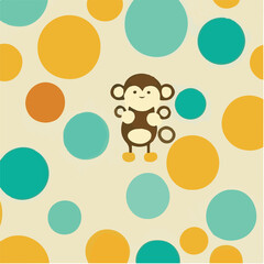 cute simple monkey pattern, cartoon, minimal, decorate blankets, carpets, for kids, theme print design
