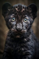 Irresistible Charmer: Portrait of a Cute Baby Black Leopard Gazing into the Camera
"Generative AI"
