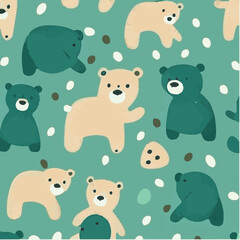 cute simple grizzly bear pattern, cartoon, minimal, decorate blankets, carpets, for kids, theme print design
