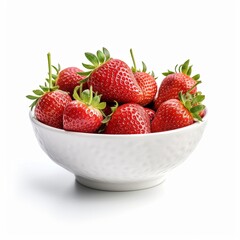 Bowl of strawberry white background 