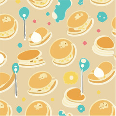 cute simple national pancake day pattern, cartoon, minimal, decorate blankets, carpets, for kids, theme print design
