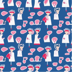 cute simple national nurses day pattern, cartoon, minimal, decorate blankets, carpets, for kids, theme print design
