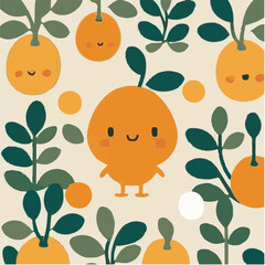 cute simple kumquat pattern, cartoon, minimal, decorate blankets, carpets, for kids, theme print design
