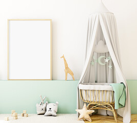 	
Mockup poster in boho style nursey mockup playroom