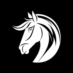 This stylized black and white horse head logo template is perfect for any business that wants to make a bold statement. Illustration on black